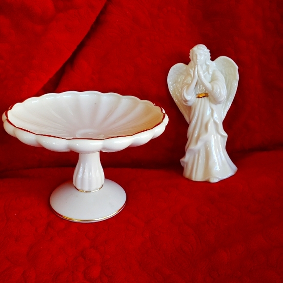 Lenox angle candy dish ivory gold trim